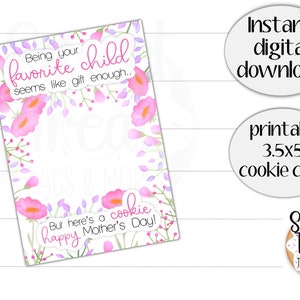 3.5x5 - Muttertags Cookie Karte in der Größe 3.5x5 Inch mit einem süßen Blumenmotiv
