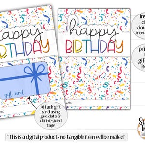 Porte-cartes cadeau d'anniversaire imprimable - 5 x 7" carte-cadeau joyeux anniversaire - porte-cartes cadeau - porte-cartes cadeau d'anniversaire - anniversaire imprimable