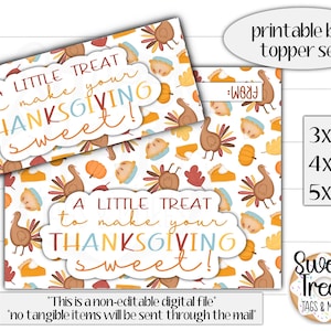 Printable Thanksgiving cookie topper - Thanksgiving topper - Thanksgiving bag toppers - Thanksgiving cookies - Thanksgiving treat tag