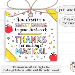 Printable back to school tag - first week of school tag - teacher gift tag - back to school cookie tag - student tag - teacher treat tag