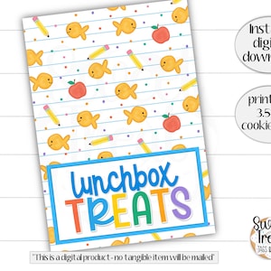 Carte à biscuits imprimable pour la rentrée scolaire - carte à biscuits gâteries boîte à lunch - carte à biscuits - biscuits de l'école - carte à biscuits poisson rouge - cookie imprimable