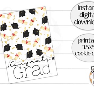 Cartão de biscoitos de formatura para impressão - parabéns graduado -3,5x5" - cartão de biscoitos de parabéns para graduação - cartão de formatura para embalagem de biscoitos