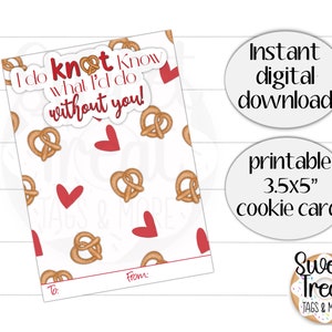 Tarjeta de galletas imprimible del Día de San Valentín: ¡sé lo que haría sin ti! - Tarjeta de galleta Pretzel de 3,5x5" para embalaje de galletas y golosinas