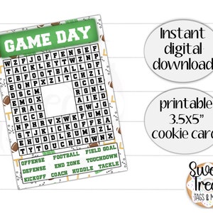 Fußball Cookie Karte zum Ausdrucken - 3.5x5" Wortsuchbild