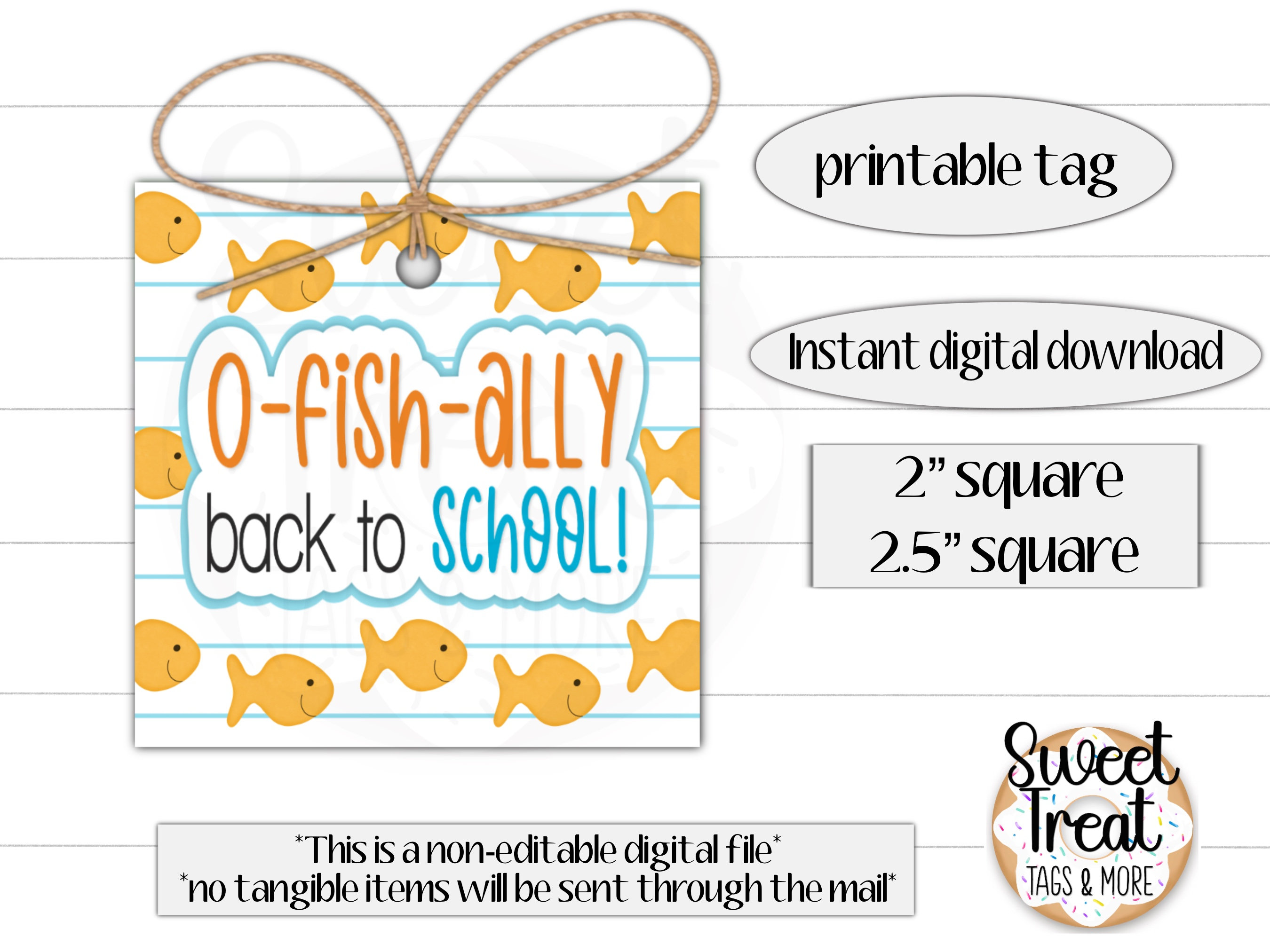 Printable back to school tag - back to school goldfish cookie tag - back to school goldfish tag - student favors - back to school favors