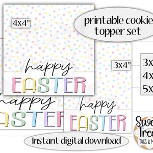 Conjunto de topper de galletas de Pascua imprimible - Feliz Pascua - topper de confeti pastel set 3x4", 4x4", 5x4" para galletas de Pascua o empaques de golosinas