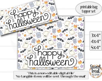 Wydrukowane ozdoby na ciasteczka na Halloween - Upominki na Halloween - Ozdoby na torby na Halloween - Ozdoby na słodycze na Halloween - Upominki w postaci cukierków na Halloween