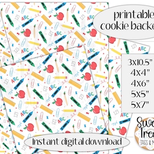 3x10.5", 4x4", 4x6", 5x5" und 5x7" Druckbare Cookie-Untersetzer für Kekse oder zum Verpacken von Keksen oder Leckereien."