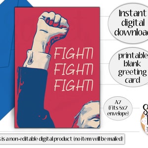 Tarjeta de felicitación Trump - 5x7"- tarjeta de lucha Trump en blanco - tarjeta patriótica - tarjeta motivacional - tarjeta electoral - tarjeta política - tarjeta Trump