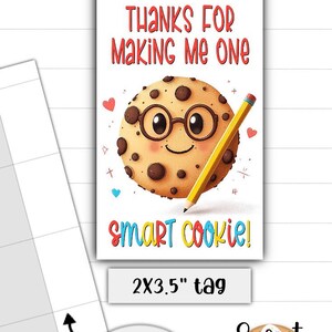 Printable Teacher Appreciation Gift Tag - Teacher Cookie Tag - Thank ...