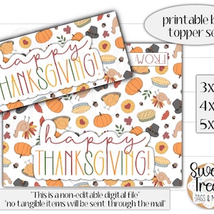 Printable Thanksgiving cookie topper - Thanksgiving topper - Thanksgiving bag toppers - Thanksgiving cookies - Thanksgiving treat tag