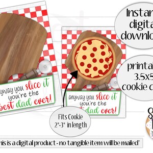 Cartão de biscoitos para o Dia dos Pais para impressão - cartão de pizza - 3,5x5" - de qualquer maneira, você corta - Embalagem de biscoitos para o Dia dos Pais, cartões de favores, cartão de guloseimas