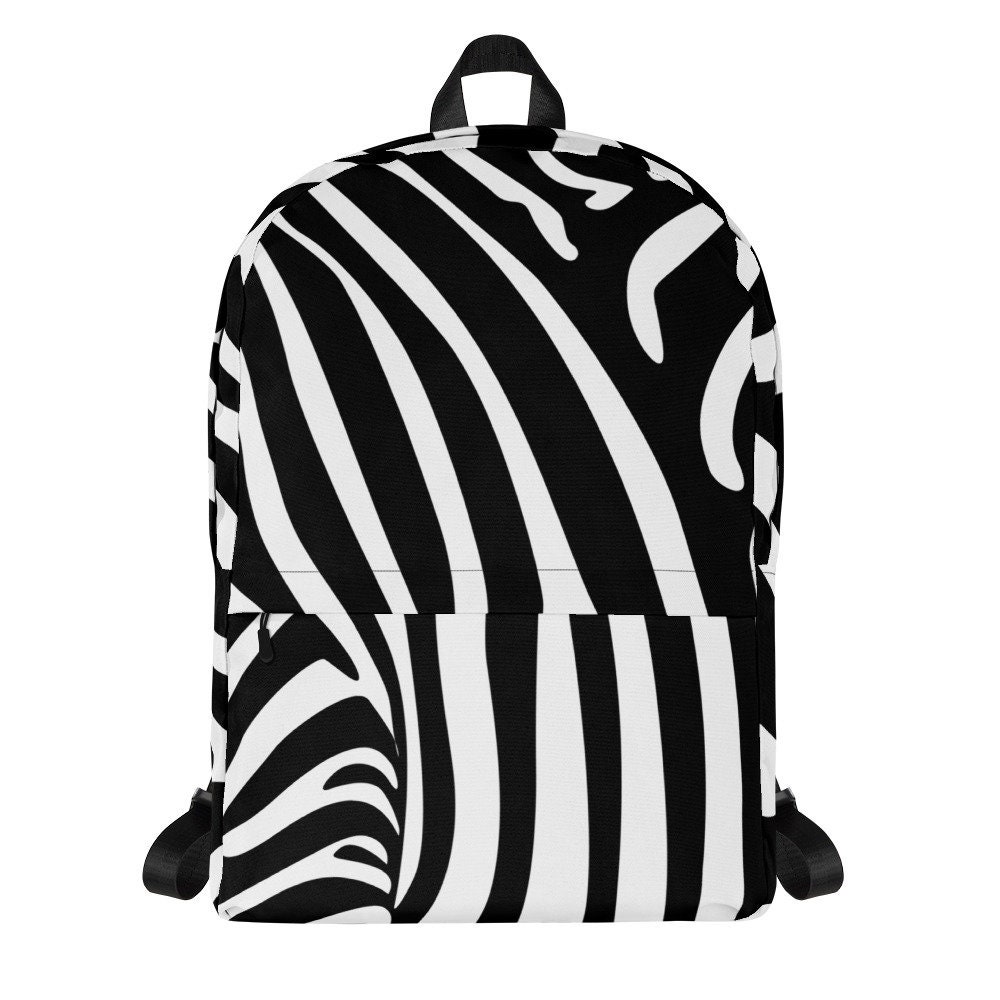 Zebra Print Black & While Lines on Bag for School and College - Etsy