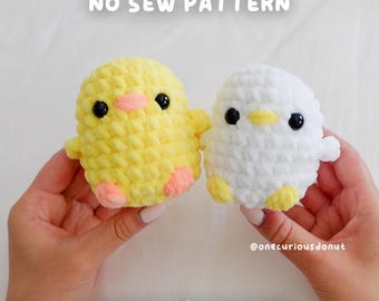 Paperella all'uncinetto, Pulcino all'uncinetto, SCHEMA, Amigurumi senza cuciture, PDF, paperella e pulcino tascabili, uccelli all'uncinetto