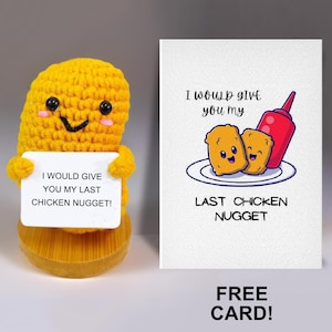 Nugget de poulet au crochet fait main, décoration de bureau mignonne pour meilleur ami - cadeau de bureau amusant - cadeau d'amitié unique, peluche pour les amateurs de poulet