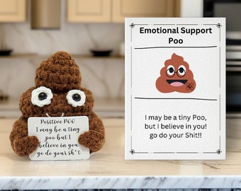 Crochet Positive Poo Plushy Desk Decor, Poop Emoji, Positive Poop Doll, Cheer Up Gift, Tiny Crochet Decoration with Positive Words, fun gift