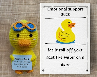 Crochet Yellow Duck with Sunglasses and Heartfelt Message Card - Cheerful Gift of Support, gift for him, christmas gift, emotional support