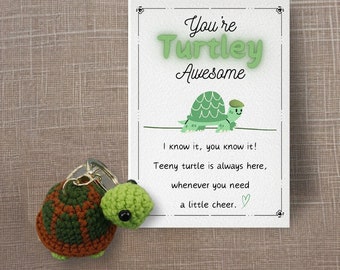 You're TURTLEY AWESOME Stuffed Turtle, Handmade Crochet Turtle, Thoughtful Gift for bff, dad,  Cheer Up Gift for Coworker, Good Luck Charm