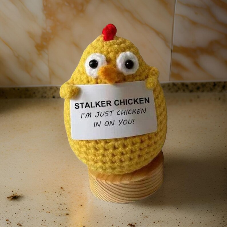 Stalker Chicken Crochet With Greeting Card L Just Chicken in on You! L ...