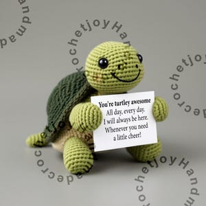 Crochet Turtle, You're Turtley Awesome, Handmade Crochet Turtle Toy, Inspirational Gift, Motivational Desk Decor, Thoughtful Gift for Friend