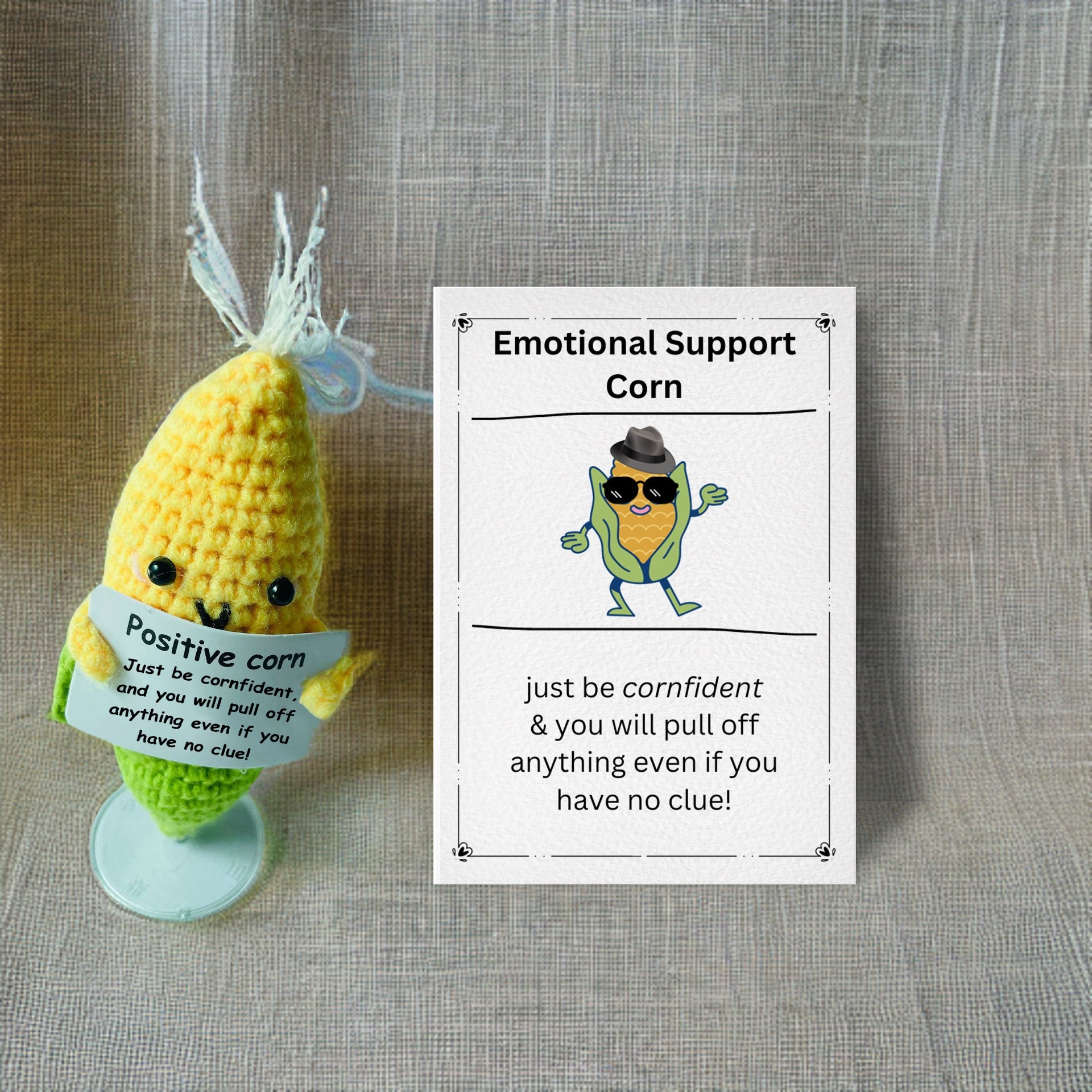 Positive Support Avocado With Affirmative Card, Handmade Cute