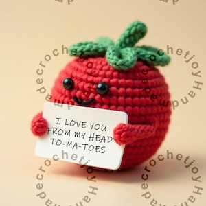 Cute Tomato Crochet Handmade with Love You From My Head To-Ma-Toes Card - Ideal Gift for Food Lovers and Veggie Enthusiasts, cheer up gift
