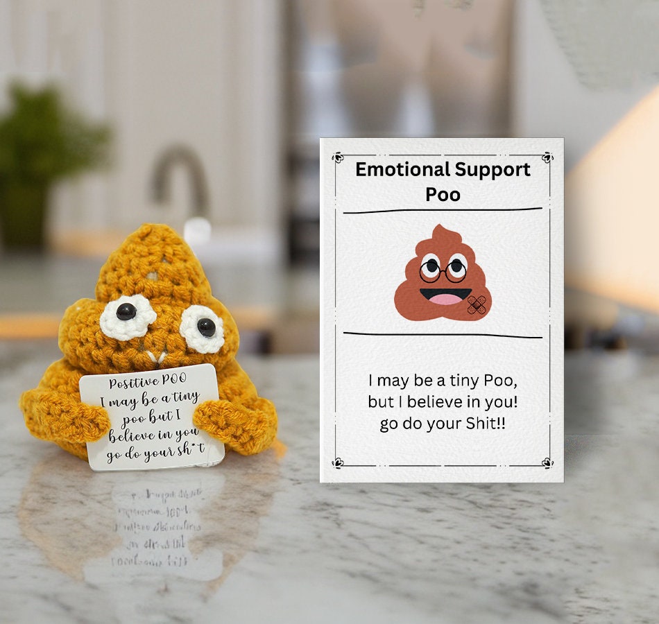  DSLSQD Mini Funny Positive Poo, 3 Inch Positive Poo Crochet  Cute Wool Funny Knitted Positive Poo Doll Cheer up Gifts for New Year Gift  Birthday Gifts Friends Party Decoration Encouragement 