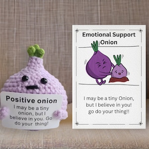 Cipolla all'uncinetto con biglietto di messaggio positivo, regalo allegro di sostegno, regalo per lui, regalo di Natale, supporto emotivo, regalo di incoraggiamento per un amico