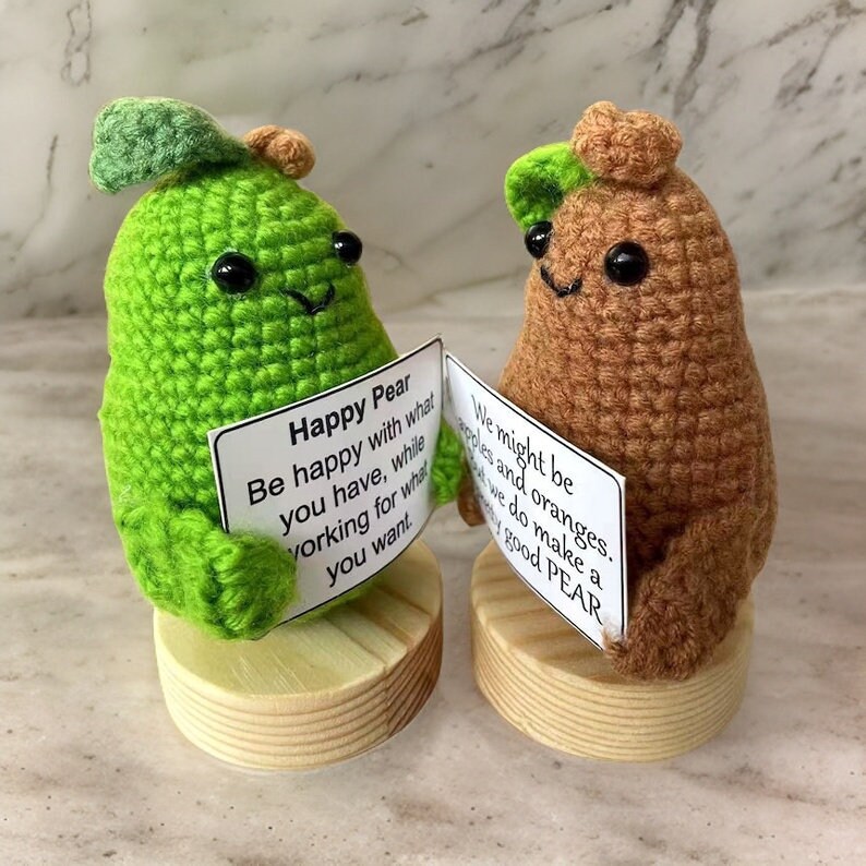 Poupée amusante au crochet positive, soutien inspirant, jouet émotionnel avec carte, joli décor tricoté pour anniversaire, remise de diplôme, fête à la maison Poupée amusante au crochet positive, soutien inspirant, jouet émotionnel avec carte, joli décor tricoté pour anniversaire, remise de diplôme, fête à la maison