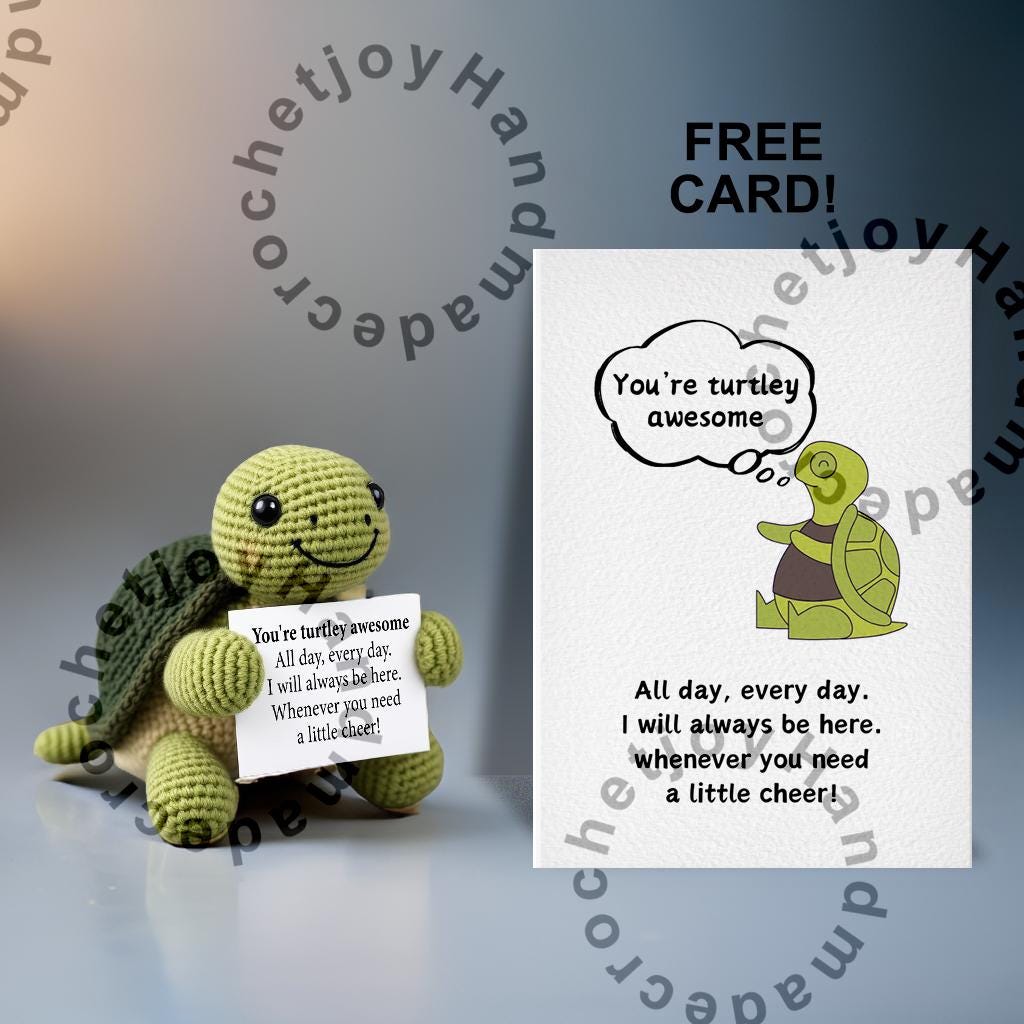 Crimmy Positive Birthday Gift Set - Crochet Turtle & 60 Affirmation Cards, Funny Inspirational Gift - View #8