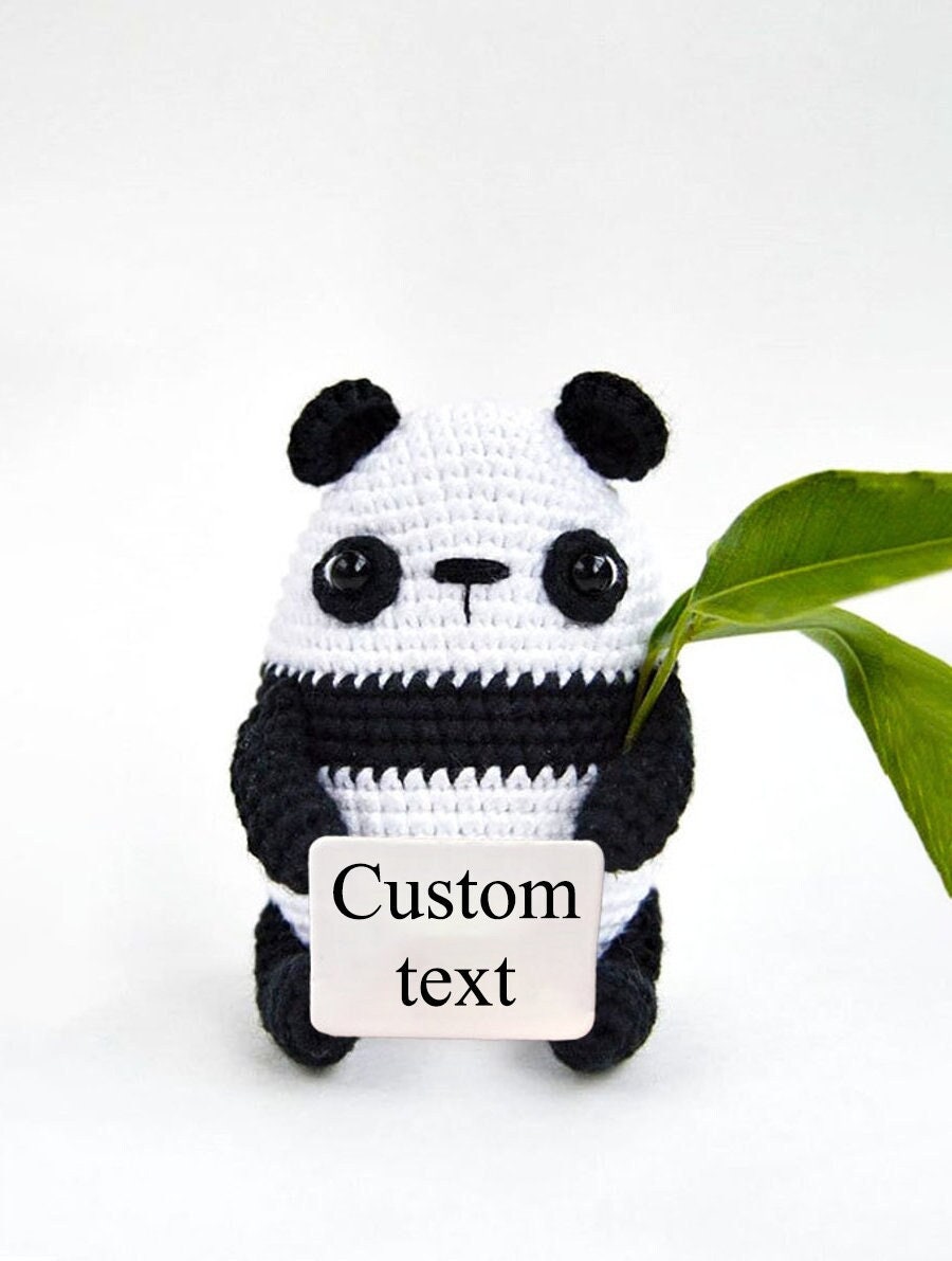 Custom Positive Panda Crochet toy, Panda Lover Gift, Positive vibes, Unique gift, desk decor, car decor, cheer up gift, animal crochet fans