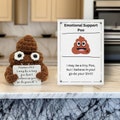Crochet Positive Poo Plushy Desk Decor, Poop Emoji, Positive Poop Doll, Cheer Up Gift, Tiny Crochet Decoration with Positive Words, fun gift product logo