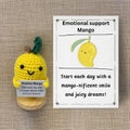 Crochet Positive Mango, Knitted Mango With Positive Quote,Cheer up Gift,desk Decor,Gift for her , Handmade Christmas Gift, emotional support product logo