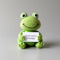 Crochet Frog Plush, “Don’t Worry Be Hoppy” Motivational Gift, Amigurumi Stuffed Animal, Whimsical Desk Decor, Handmade Cheer-Up Toy product logo