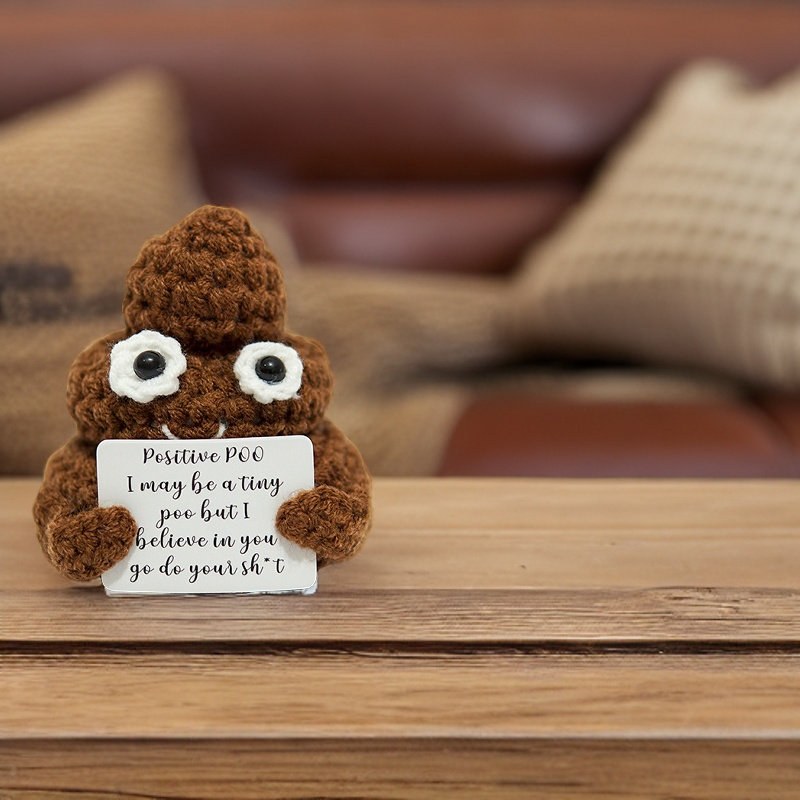 Crochet Positive Poo Plushy Desk Decor, Poop Emoji, Positive Poop Doll,  Cheer up Gift, Tiny Crochet Decoration With Positive Words, Fun Gift 