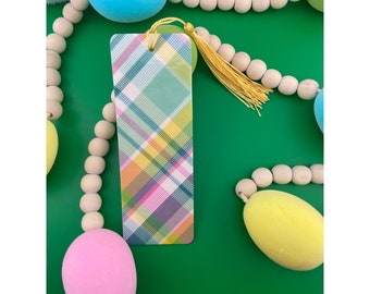 Pastel Plaid Easter Bookmark