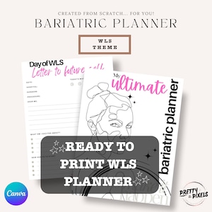 Eenvoudig pdf-bestand van 75 pagina's/afdrukbaar planner/dagboek voor gewichtsverlieschirurgie