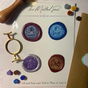 4 Wax Seal Stickers (Set of 4): Swan; Balloons; Mermaid; Magical Cat