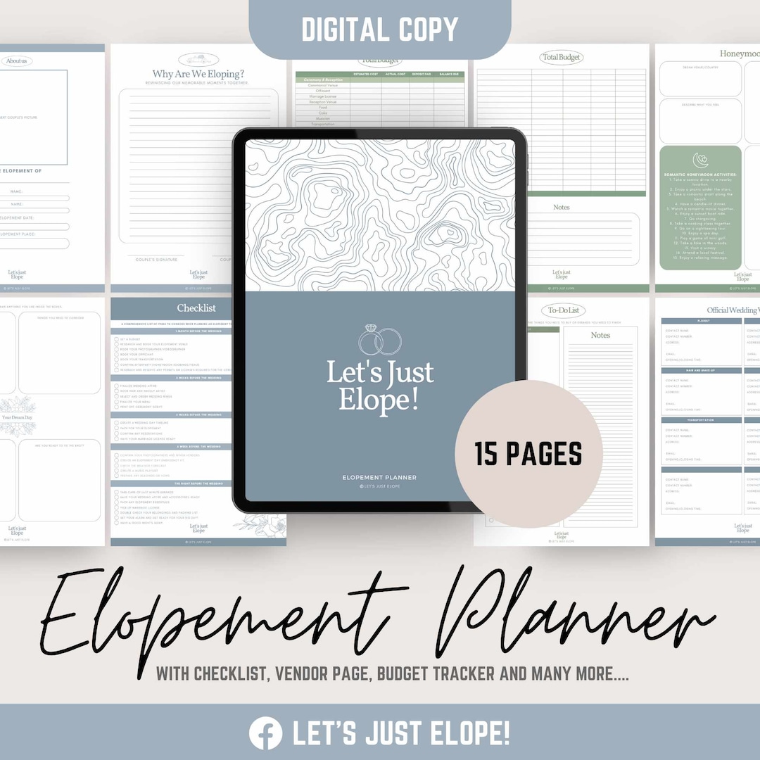 Instant Download PDF Elopement Planner - Etsy