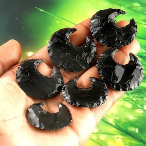 Black Obsidian Moon, Obsidian Crescent Moon, Moon Shape Gemstone, Obsidian Moon For Making Jewelry
