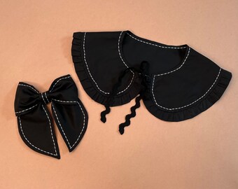 Collar and Hair Bow For Girls, Detachable Collar, Frill collar, Layering Collar, Clothes Accessory, Elastic Hair Bow Tie