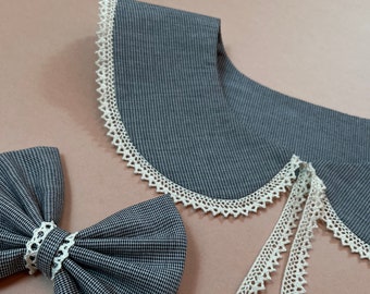 Collar and Hair Bow For Girls, Detachable Collar, Frill collar, Layering Collar, Clothes Accessory, Elastic Hair Bow Tie