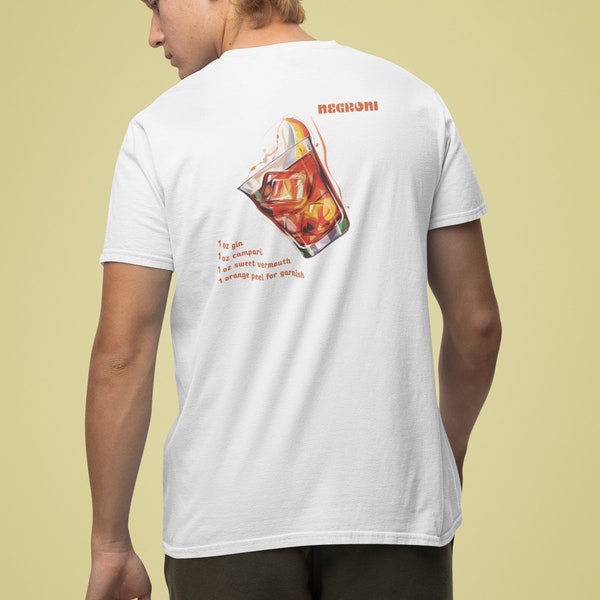T-shirt NEGRONI | T-shirt unisexe | T-shirt Cocktail | T-shirt graphique | T-shirt cocktail pour femmes | T-shirt funny | Cadeau Negroni