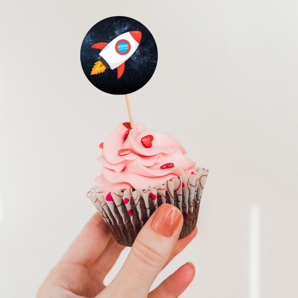 Digital Cupcake Toppers | Birthday Party Decorations | Cake Toppers | Space theme Party | Astronaut Party | Out of this world Party