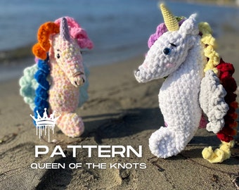 Crochet Unicorn Pattern, Crochet Seahorse Pattern, Fun DIY Knitting Project and Adorable Gift Idea, Digital PDF Instant Download