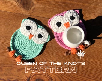 Coaster Crochet Pattern, Cute Owl Design, Home Decor and Gift Ideas, Owl Amigurumi Coaster, Digital PDF Instal Download