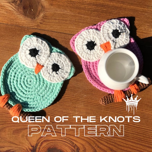 Coaster Crochet Pattern, Cute Owl Design, Home Decor and Gift Ideas, Owl Amigurumi Coaster, Digital PDF Instal Download