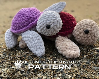 Modello: Tartaruga marina all'uncinetto Plus, Giocattolo Amigurumi animale carino, Animali marini fatti a mano, Idea regalo e Adatto ai principianti, Scarica PDF