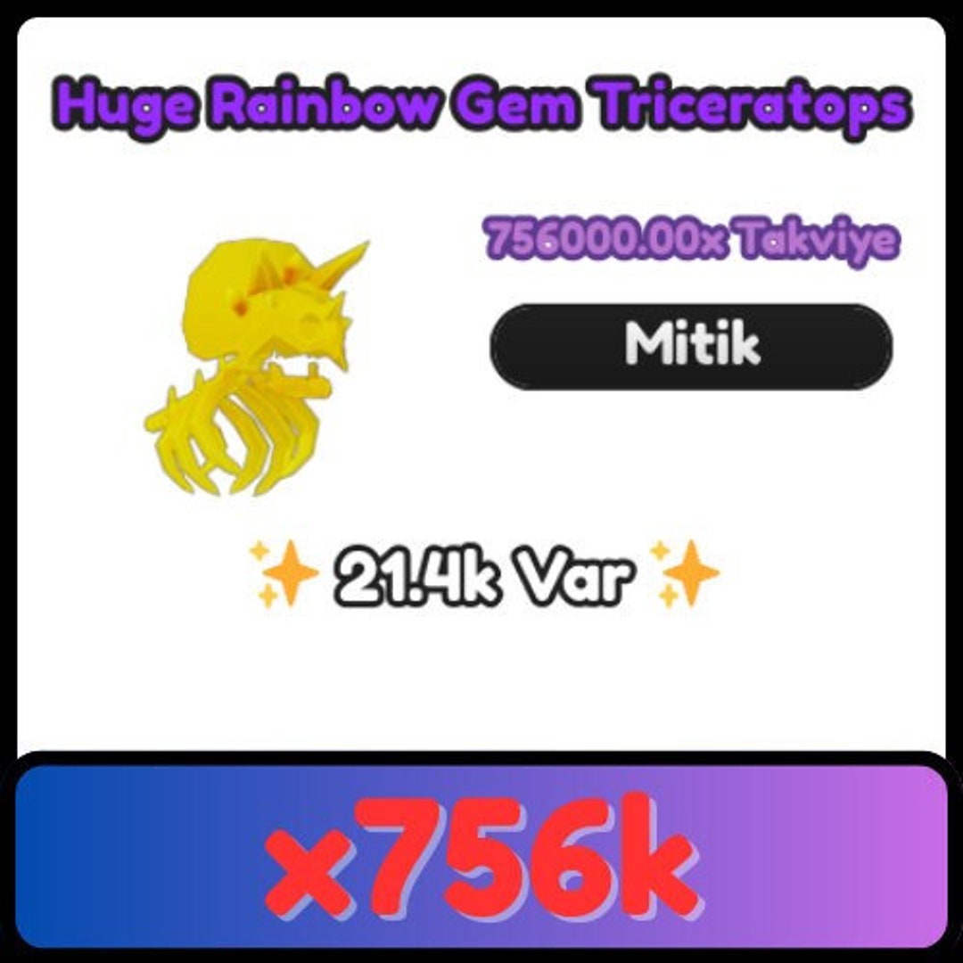 Arm Wrestle Simulator X756k Boost Huge Rainbow Gem Triceratops - Etsy