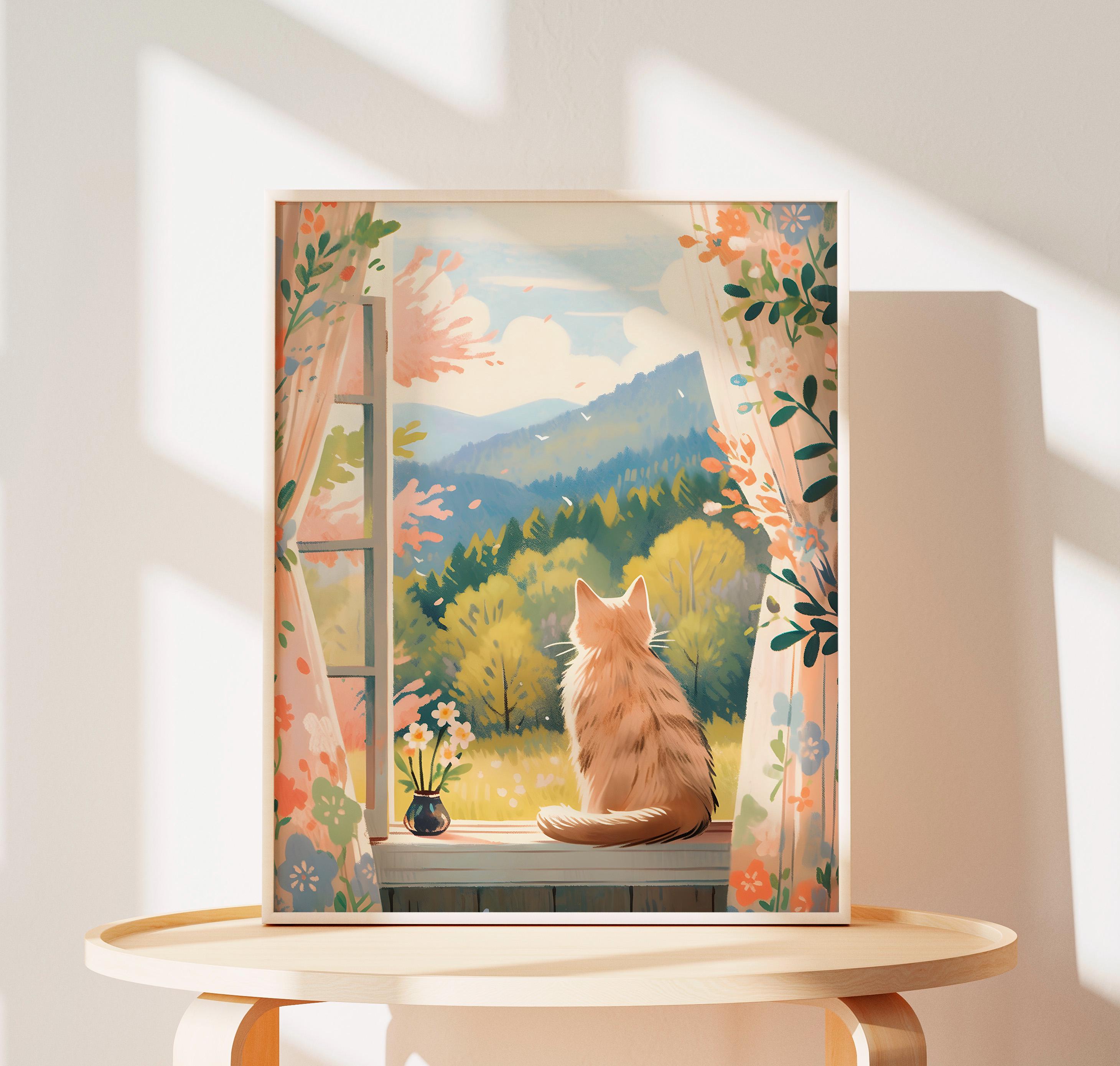 猫のポスターウォールアート - かわいいトラ猫の絵画、グレート